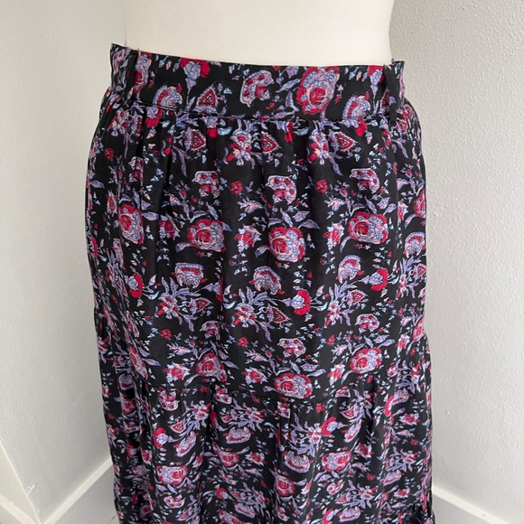 XIRENA Cotton Silk Flowing Layered Boho Maxi Skirt Floral Size M Workwear Causal - Picture 3 of 8